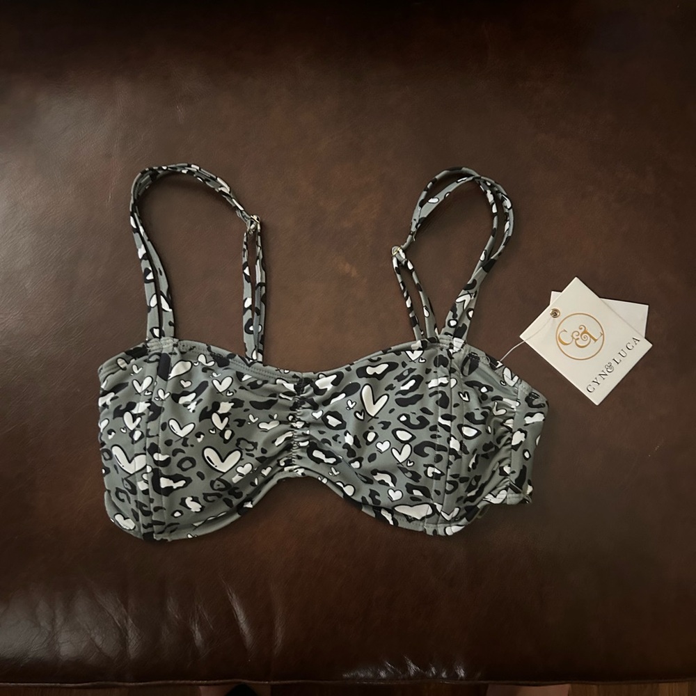 Cacique Black and White Heart Print Bra